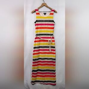 Tacera Stripped Maxi Dress Women's S Colorful Artsy Bobo Retro 90s Y2K Beach